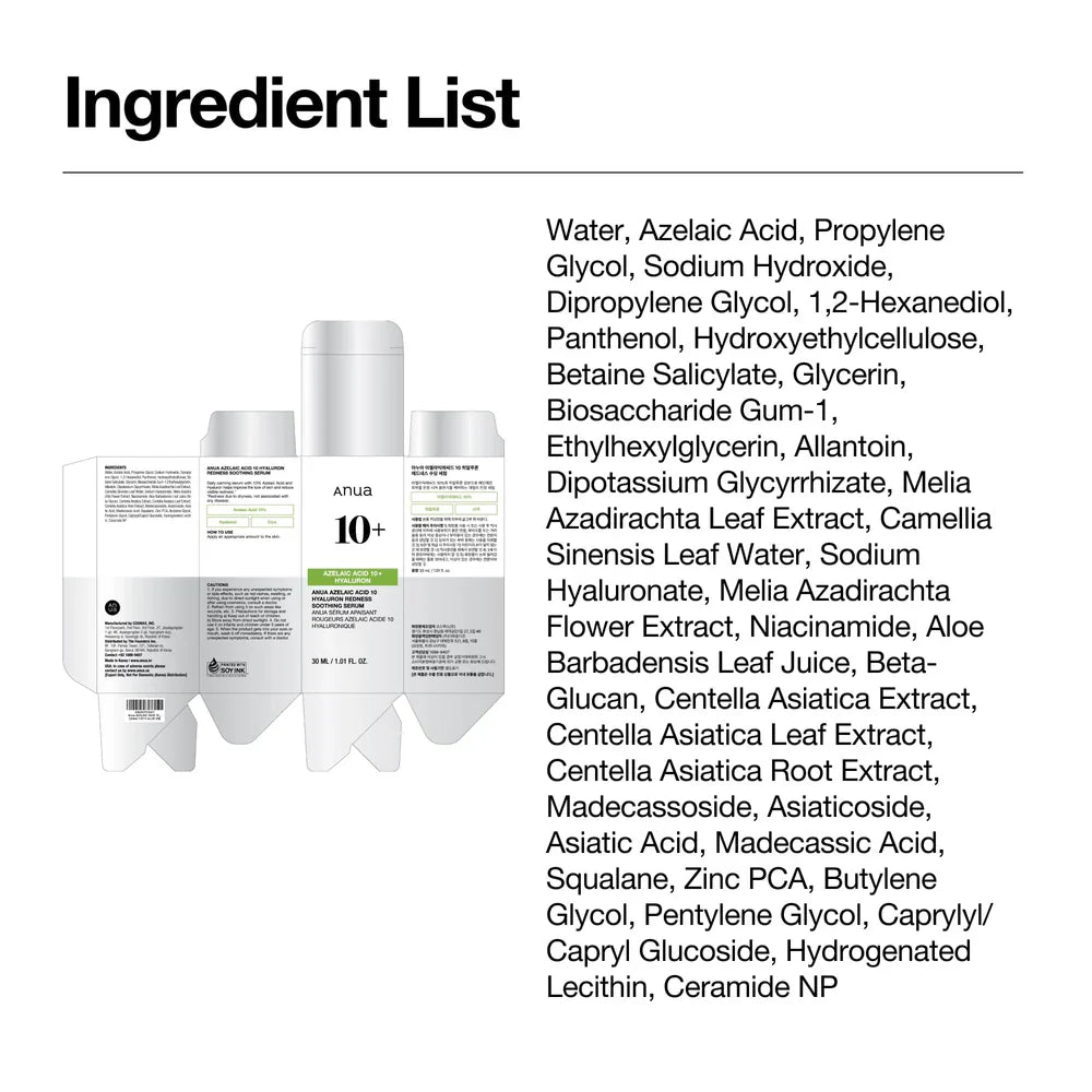 Anua - Azelaic Acid 10 Hyaluron Redness Soothing Serum